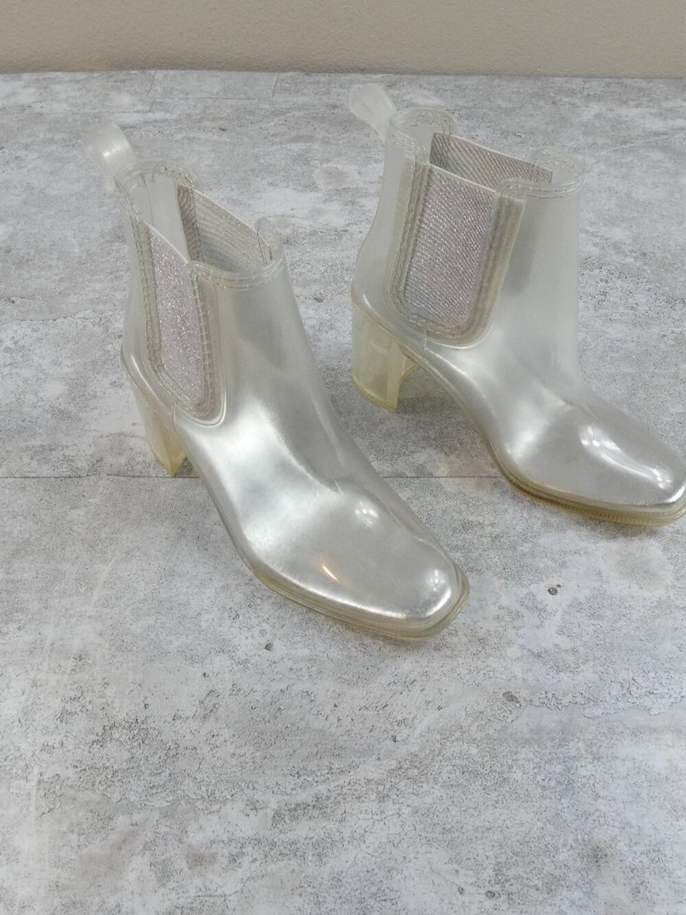 Jeffery Campbell Hurricane Rain Boots Clear Silver Accent